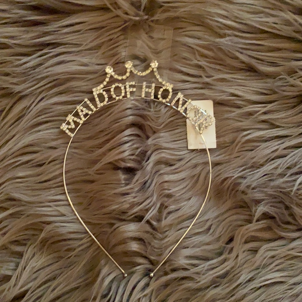 Maid of honor crown silver tone rhinestone wedding